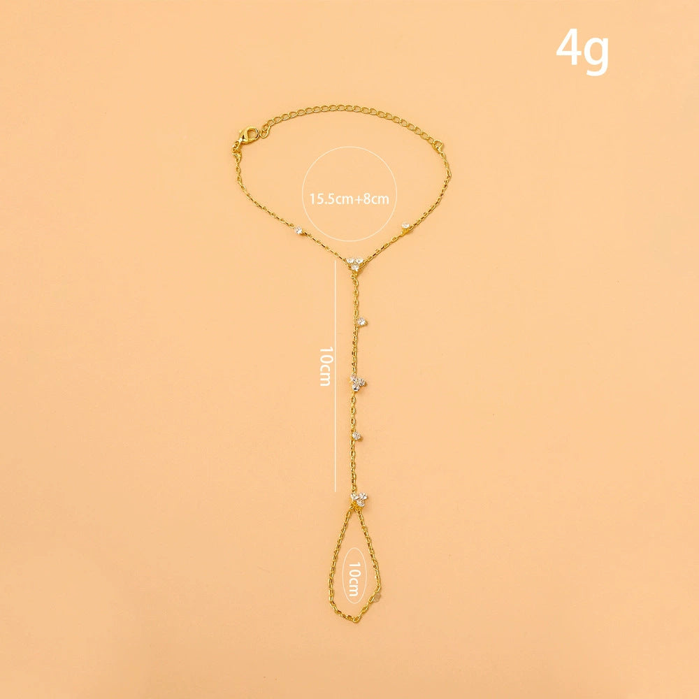 Wholesale Crystal finger bracelet simple geometric back chain